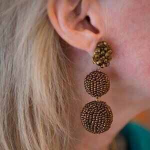Stunning Bottega Veneta Bronze-colored clip-on beaded earrings